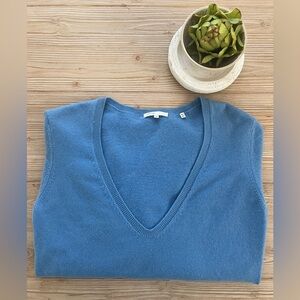 Vince 100% Cashmere V-Neck Sweater – Deep Sky Blue, Size L